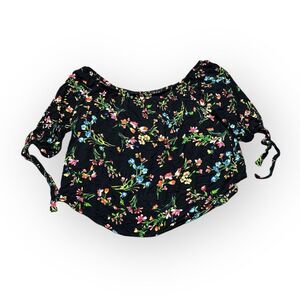 Plus Size Blouse Womens 0X  Off the Shoulder Floral Botanical Garden Top